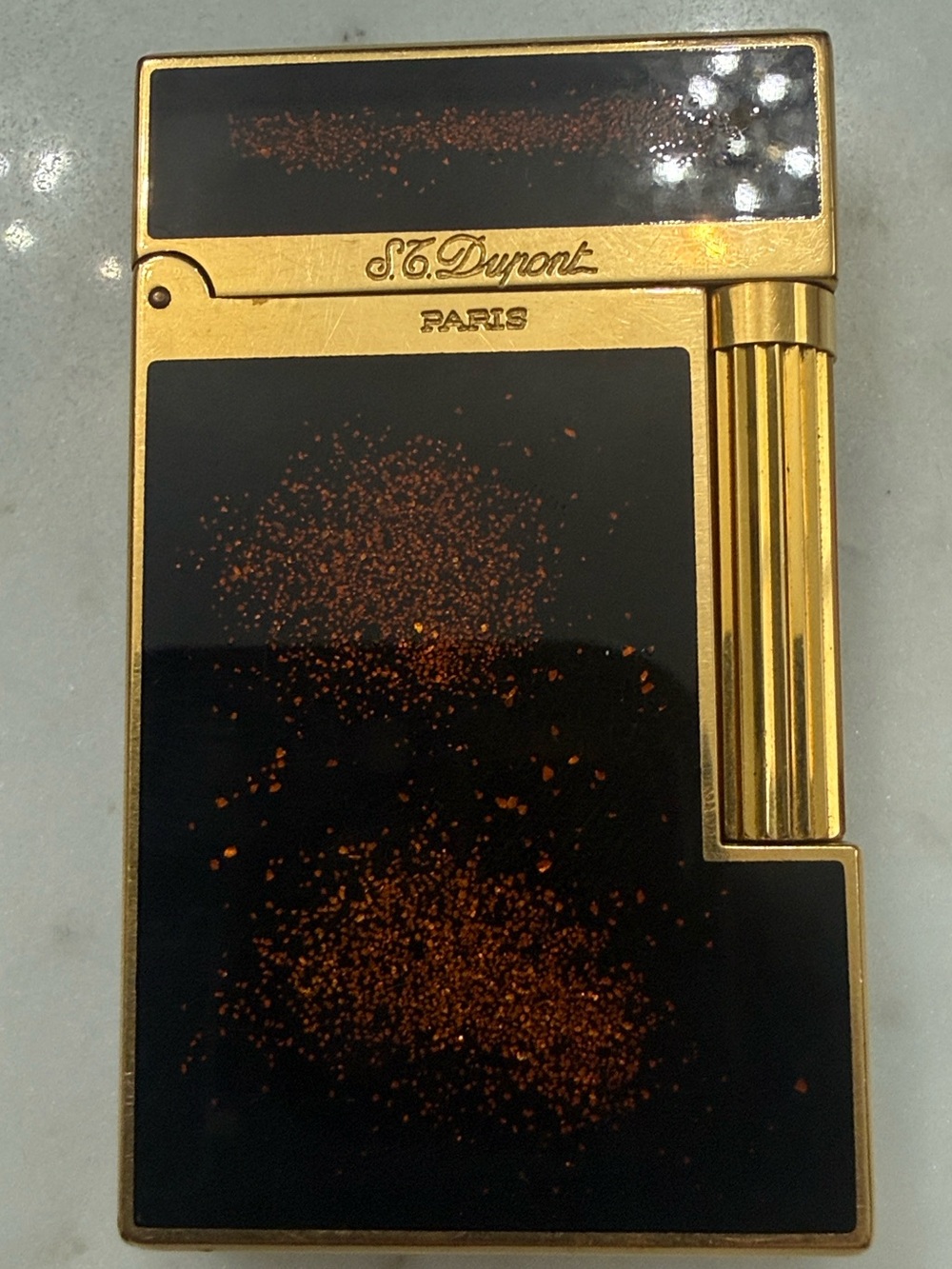 S.T. Dupont Gold & Black Lacquer Table Lighter